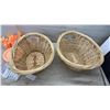 Image 2 : Two Wicker Baskets with Handles, Peach Plastic Picnic Dinnerware Set, and More
