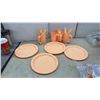 Image 4 : Two Wicker Baskets with Handles, Peach Plastic Picnic Dinnerware Set, and More