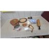 Image 1 : Allen's Toffee Tin, Vintage Flour Sifter, Owl Collector Plate, Rolling Pin, and More