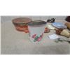 Image 7 : Allen's Toffee Tin, Vintage Flour Sifter, Owl Collector Plate, Rolling Pin, and More