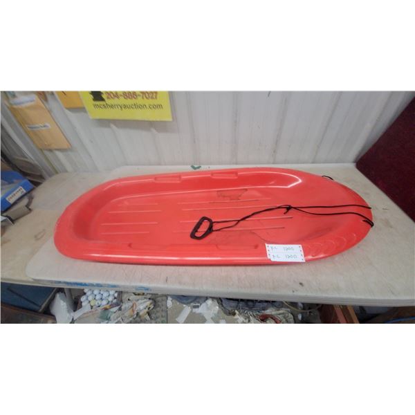 Era Pro Red Plastic Toboggan Sled with Pull Rope Handle, Made in Canada 49" Long