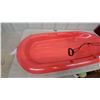 Image 4 : Era Pro Red Plastic Toboggan Sled with Pull Rope Handle, Made in Canada 49" Long
