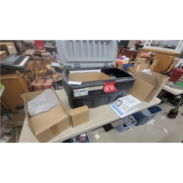 Rubbermaid ActionPacker 24-Gallon Storage Container, Dampersexhast Hoods Paint Rollers Paint Tape