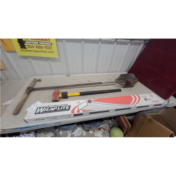 Sledge Hammer with Fiberglass Handle, T-Handle Soil Digger and Florcent Light
