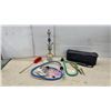 Image 1 : Hookah Set with Glass Base, Metal Stem, Two Hoses, Cleaning Brushes, and More