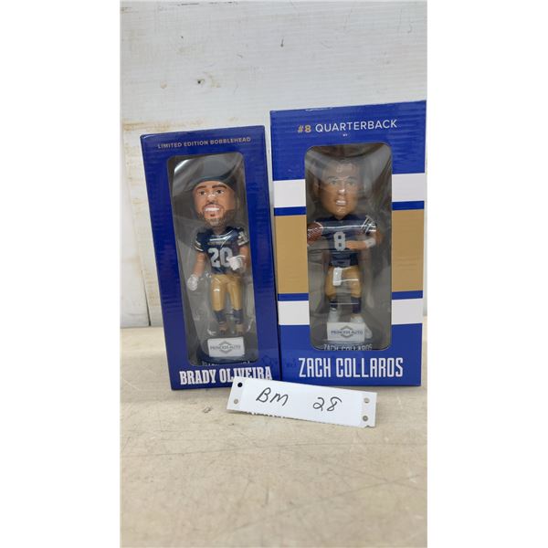 Winnipeg Blue Bombers Brady Oliveira and Zach Collaros Limited Edition Bobbleheads