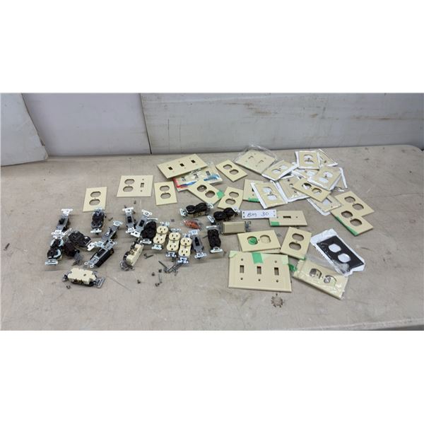 Assorted 15-Amp 125-Volt Duplex Receptacles, Toggle Switches, Wall Plates, and More