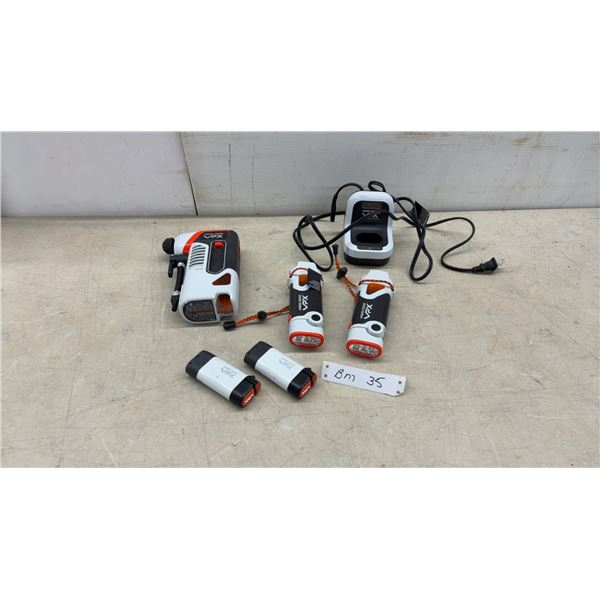 Black & Decker VPX Cordless Air Inflator, Two LED Flashlights, Batteries, Charger and More