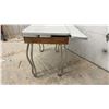 Image 8 : Vintage Mid-Century Drop-Leaf Table with White Laminate Top and Tubular Steel Legs, 30 1/2 x 42 x