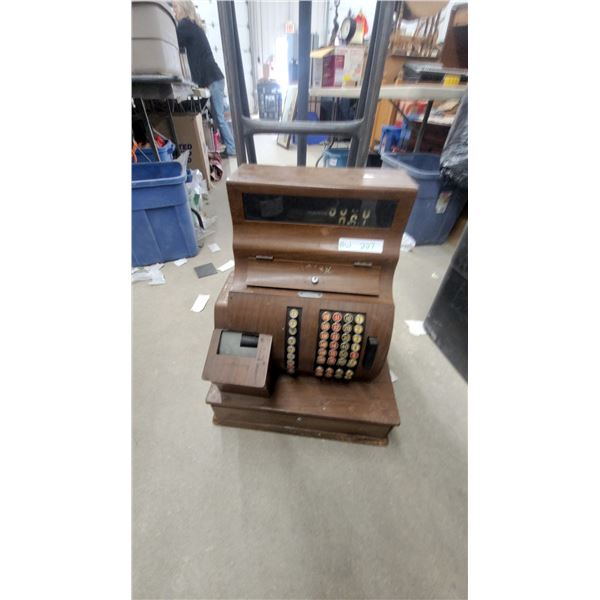 Vintage Woodlook Full-Keyboard Mechanical Cash Register, Early 20th Century