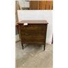 Image 1 : Vintage Three-Drawer Walnut Chest of Drawers with Cabriole Legs and Casters 32 x 17 x 37