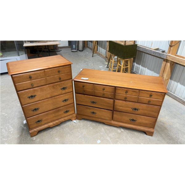 Marius Ouellet by Shermag Maple Chest of Drawers w/Mirror 48 x 17 x 30 and Matching Dresser 29 x 17
