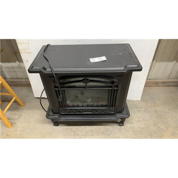 Electric Fireplace Stove Heater with Simulated Logs and Glass Front Panel