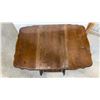 Image 2 : Vintage Wooden Drop-Leaf Tea Cart with Carved Scrollwork, Drawer, and Spoked Wheels 25 x 16 x 28