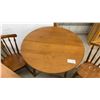 Image 3 : Colonial Style Round Maple Dining Table 40 x 29 with Extension Leaf and Four Windsor Chairs