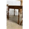 Image 7 : Colonial Style Round Maple Dining Table 40 x 29 with Extension Leaf and Four Windsor Chairs