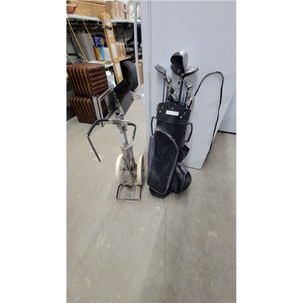 Wilson Tour Select Golf Club Set with Bag and Two-Wheel Push Cart 14x Left Hand