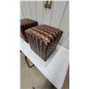 Image 2 : Pair of Two-Tone Woven Rattan Ottomans