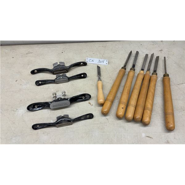 Stanley No. 53 and No. 63 Spokeshaves, Wood Lathe Chisels, and More