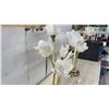 Image 3 : Pair of Brass-Tone Tulip Table Lamps with Frosted Glass Flower Shades, 33" High