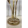Image 4 : Pair of Brass-Tone Tulip Table Lamps with Frosted Glass Flower Shades, 33" High