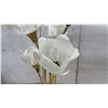 Image 5 : Pair of Brass-Tone Tulip Table Lamps with Frosted Glass Flower Shades, 33" High