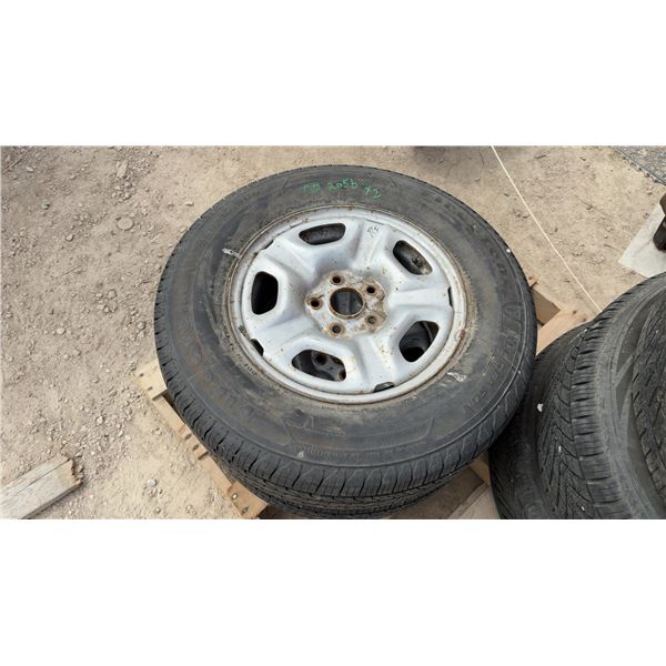 Two Firestone 215/70R15 Tires on 5-Lug Steel Wheels Fits Rev 4