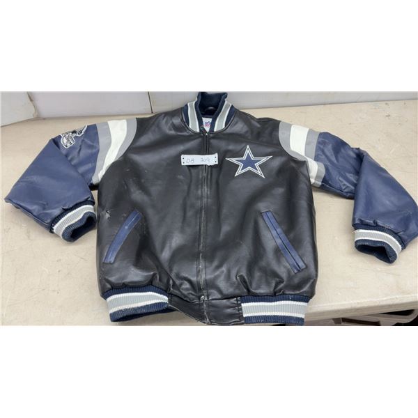NFL Dallas Cowboys Faux Leather Varsity Jacket, Size Medium