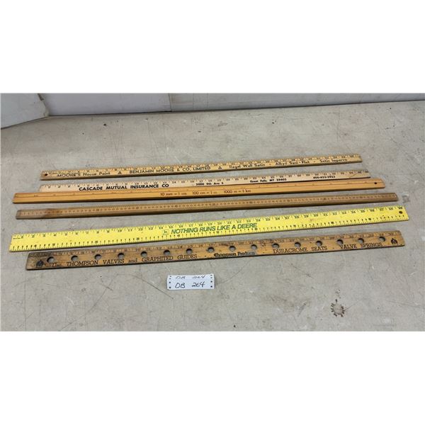 Vintage Promotional Wooden Yardsticks, Benjamin Moore, John Deere, Thompson Products, and More