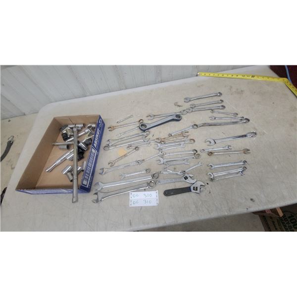 Assorted Combination Wrenches, Sockets, Ratchets, and Extensions 1/2"