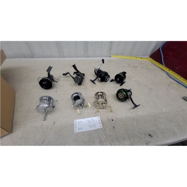 Collection of Vintage and Modern Fishing Reels Including Garcia Ambassadeur and Zebco and More