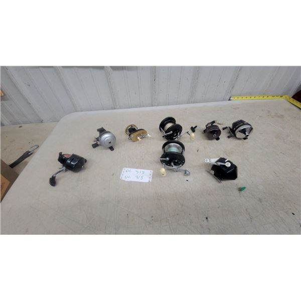 Collection of Vintage Fishing Reels, Penn Senator, Zebco 33, Shakespeare, Daiwa, 8x