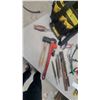Image 5 : DeWalt Tool Bag with Irwin Hacksaw, Pipe Wrench, Files, Pliers, Pipe Cutter, and More