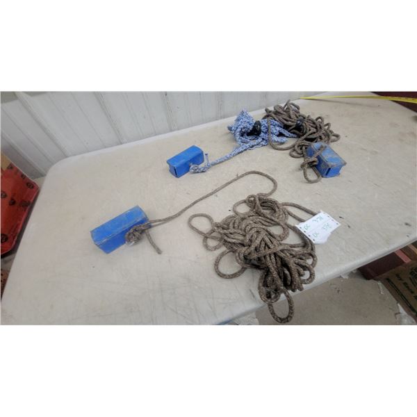 Blue Metal Magnetic River Drags with Rope, Set of Three