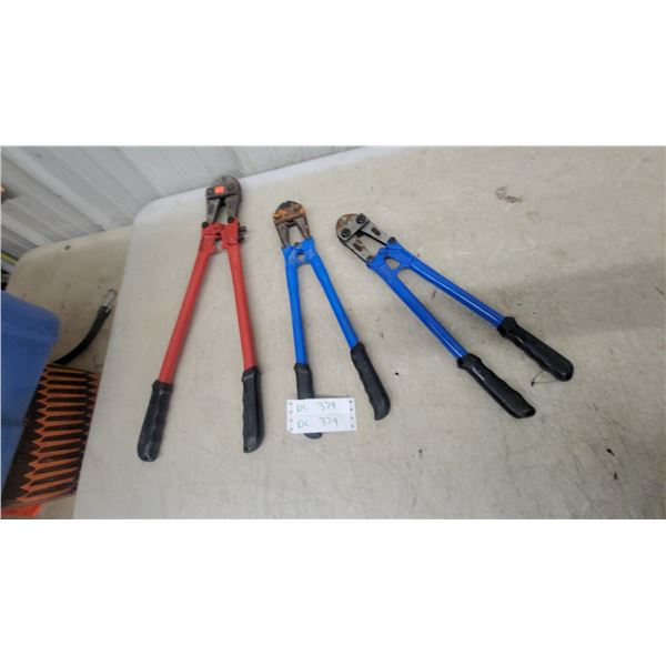 Bolt Cutters, Red and Blue Handles, Set of Three