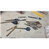 Image 2 : Assorted Hand Tools, Speed Squares, Spade Bits, C-Clamp, Hand Saw, Putty Knives, 10 ft X 20" Roll