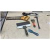 Image 5 : Assorted Hand Tools, Speed Squares, Spade Bits, C-Clamp, Hand Saw, Putty Knives, 10 ft X 20" Roll