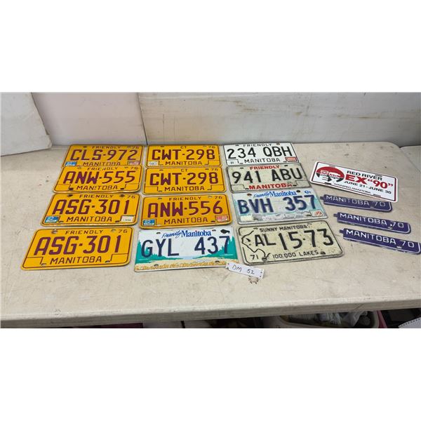 Collection of Vintage Manitoba License Plates, 1970-1990s, and Red River Exhibition Sign
