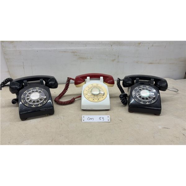 Three Vintage Rotary Dial Desk Telephones