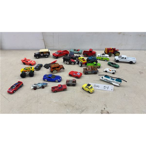 Collection of Die-Cast Toy Vehicles Including Hot Wheels, Matchbox, Disney Cars, and More