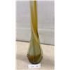Image 4 : Murano-Style Art Glass Twisted Trumpet Vase with Amber Swirled Ribbons, 29 1/2" High