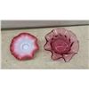 Image 3 : Cranberry Style Opalescent Ruffled Bowl, Art Glass Vase, and Dishes, Four Pieces