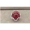 Image 7 : Cranberry Style Opalescent Ruffled Bowl, Art Glass Vase, and Dishes, Four Pieces