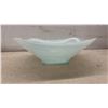 Image 2 : Two Opalescent Art Glass Bowls, Ruffled Pedestal and Square Wavy Edge