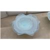 Image 6 : Two Opalescent Art Glass Bowls, Ruffled Pedestal and Square Wavy Edge