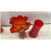 Image 10 : Collection of Red and Orange Art Glass Vases, Tallest 13 1/2"