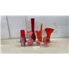 Image 1 : Collection of Red and Orange Art Glass Vases, Tallest 13 1/2"