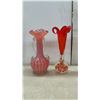 Image 2 : Collection of Red and Orange Art Glass Vases, Tallest 13 1/2"