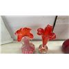 Image 4 : Collection of Red and Orange Art Glass Vases, Tallest 13 1/2"