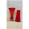 Image 8 : Collection of Red and Orange Art Glass Vases, Tallest 13 1/2"